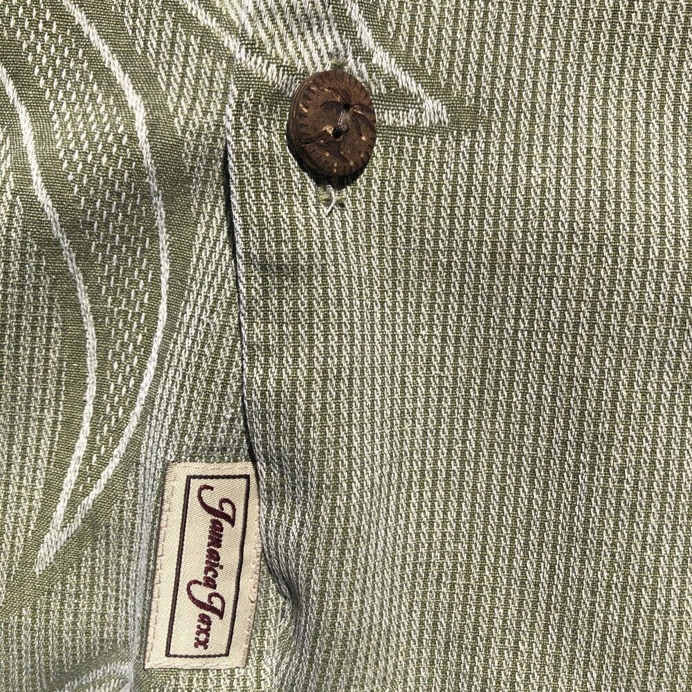 Jamaica Jaxx Mens XL Green/ White Floral Textured Silk Hawaiian Camp Shirt NICE! - Picture 8 of 10